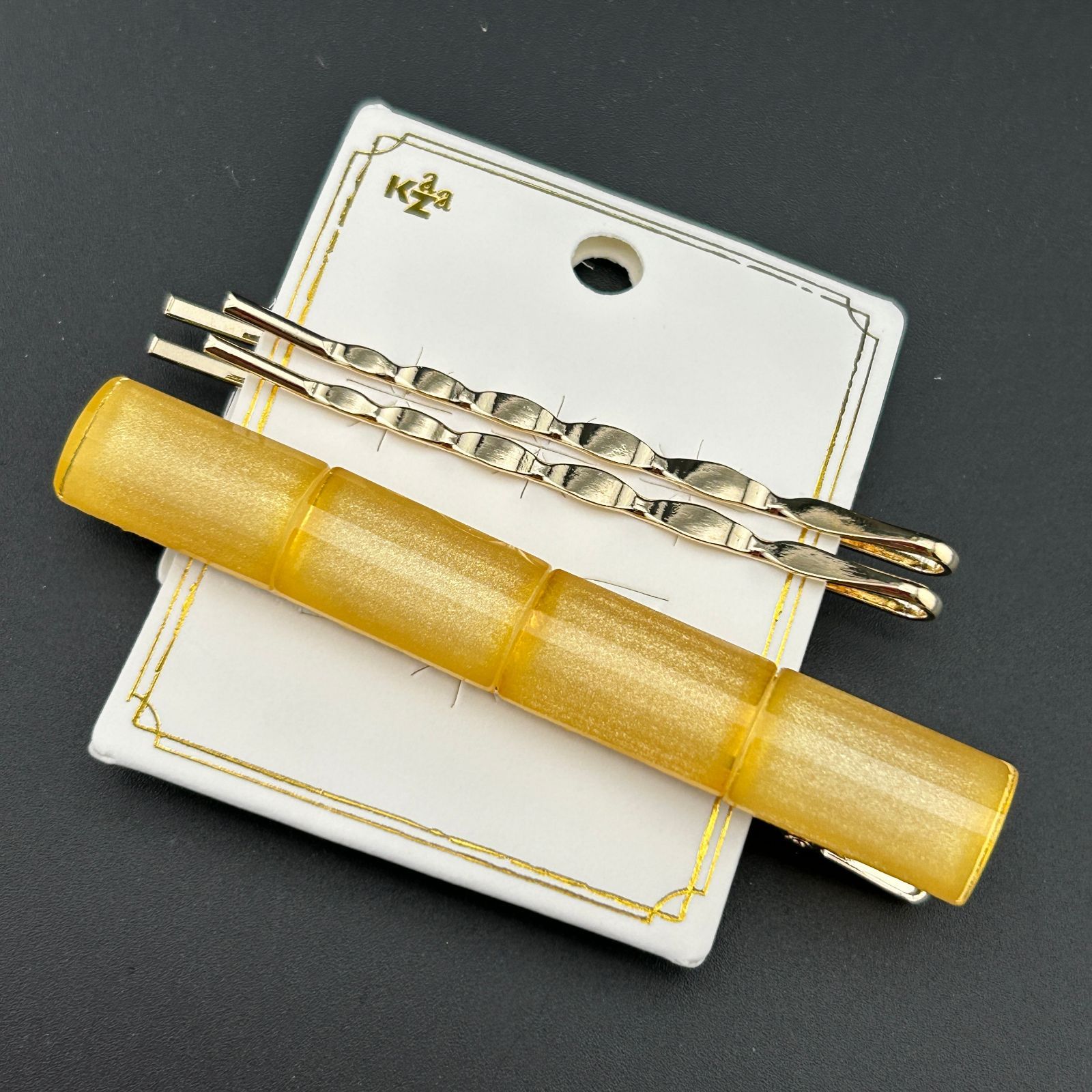 新品】定価1870円 ヘアアクセサリー ヘアクリップ＋ヘアピン イエロー