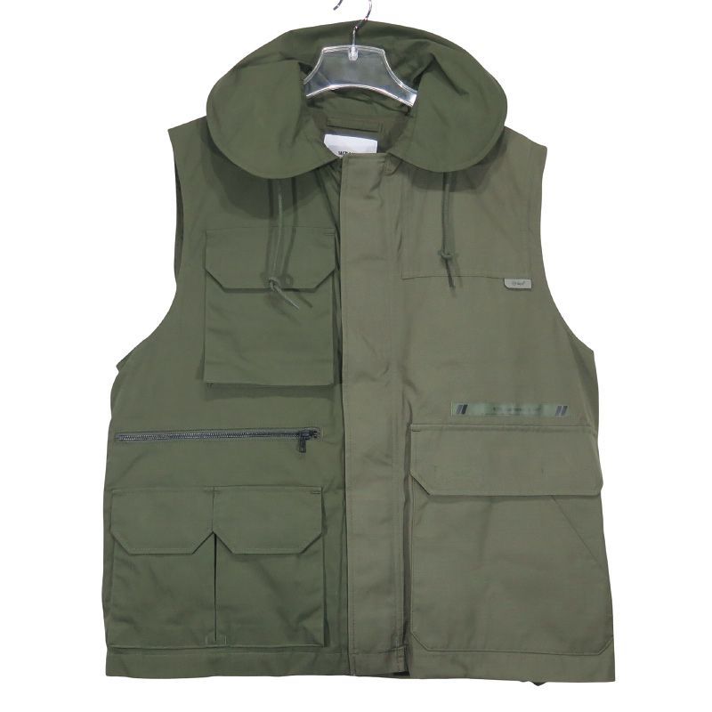 WTAPS ダブルタップス 21 AW TRADER VEST COTTON WEATHER RIPSTOP 212 BRDT JKM 07 トレーダー ベスト コットン ウェザー リップストップ オリーブ サイズ02 M novz