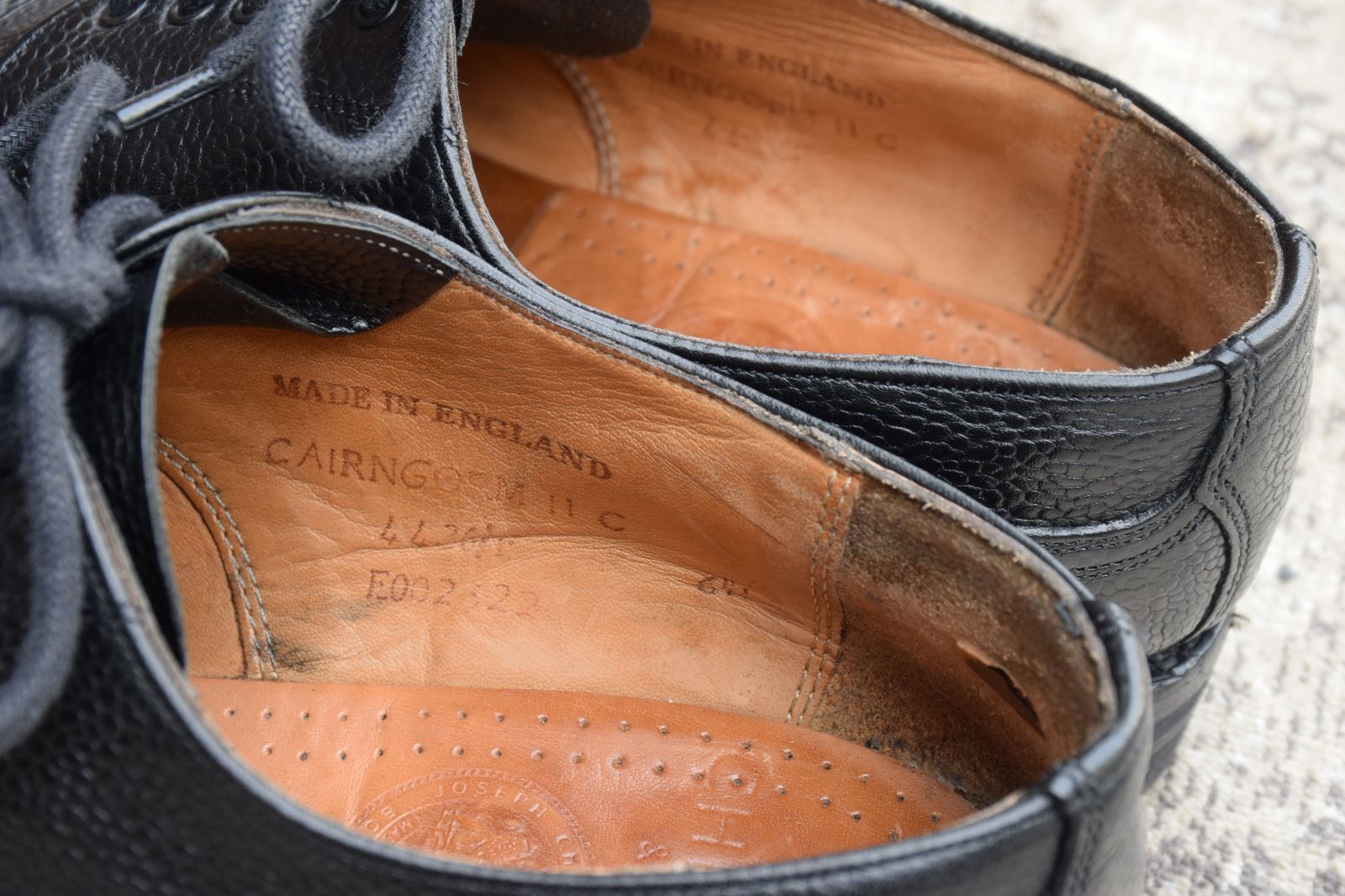 リフト交換済み JOSEPH CHEANEY SONS ジョセフチーニーアンドサンズ KENGON ⅡR ケンゴン 2 R ストレート 外羽根 グレインレザー 黒 ブラック UK 6 5 25 cm W 3403 ドレス ビジネスシューズ ブーツ 革靴 靴