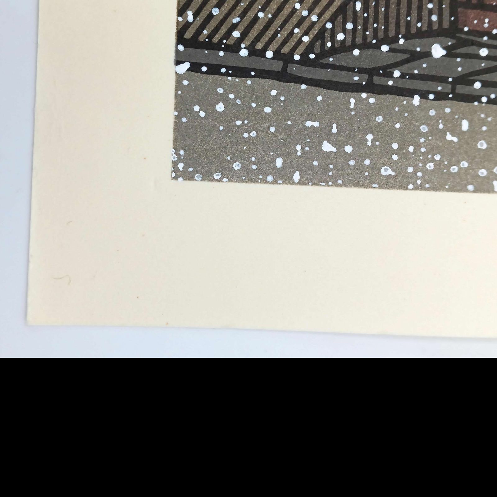 真作]創作版画 西嶋勝之先生木版画「六花」サインあり 無限定 ☆送料