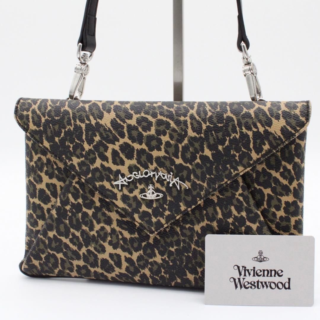 Vivienne Westwood ブラックショルダーバッグ レオパード 豹柄 ヴィヴィアンウエストウッドアングロマニア ヒョウ柄 ショルダーバッグ