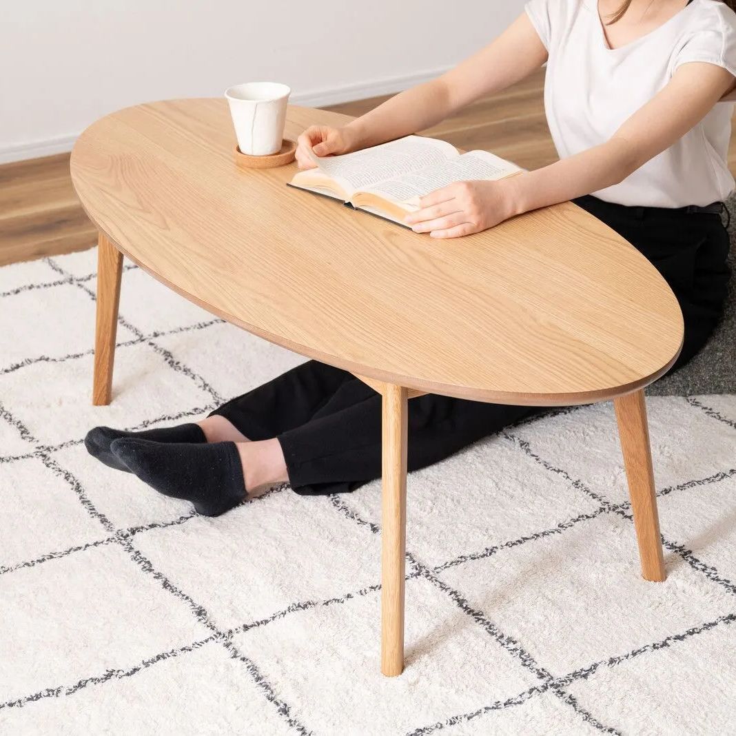 ♪天然木 北欧風 楕円テーブル ［幅120cm］　　　　　オーバルテーブル リビングテーブル ちゃぶ台 座卓 テーブル １人暮らし ２人暮らし ワンルーム 姫系