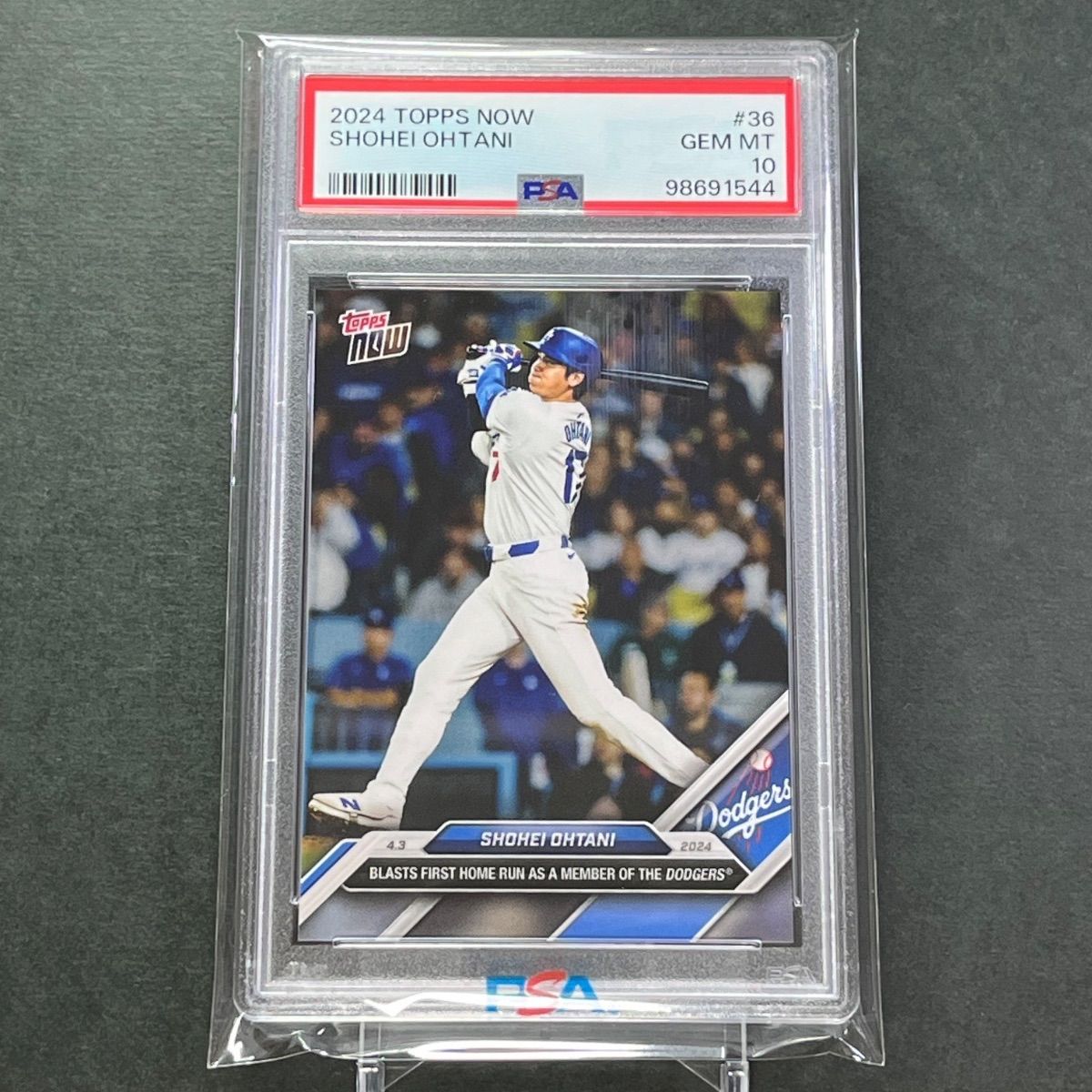 36【PSA10】PSA専用袋入！大谷翔平ドジャース移籍初ホームラン記念