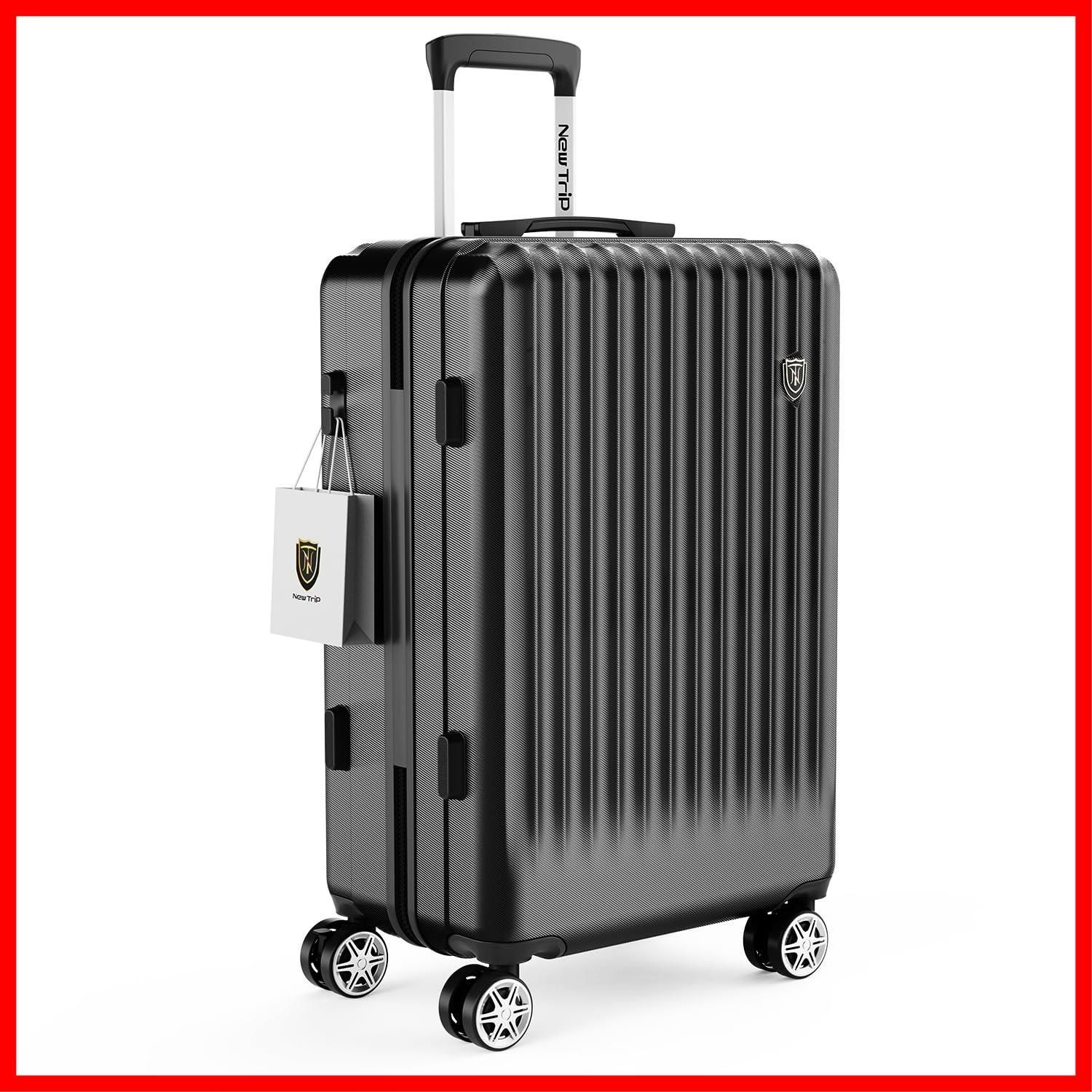 軽量 大型 S M Lサイズ 機内持ち込み キャリーバッグ 耐衝撃 ストッパー付き 大容量 ファスナータイプ 静音 キャリーケース ダブルキャスター TSAロック スーツケース 海外 旅行 ビジネス Trip 出張 ブラック Mサイズ New