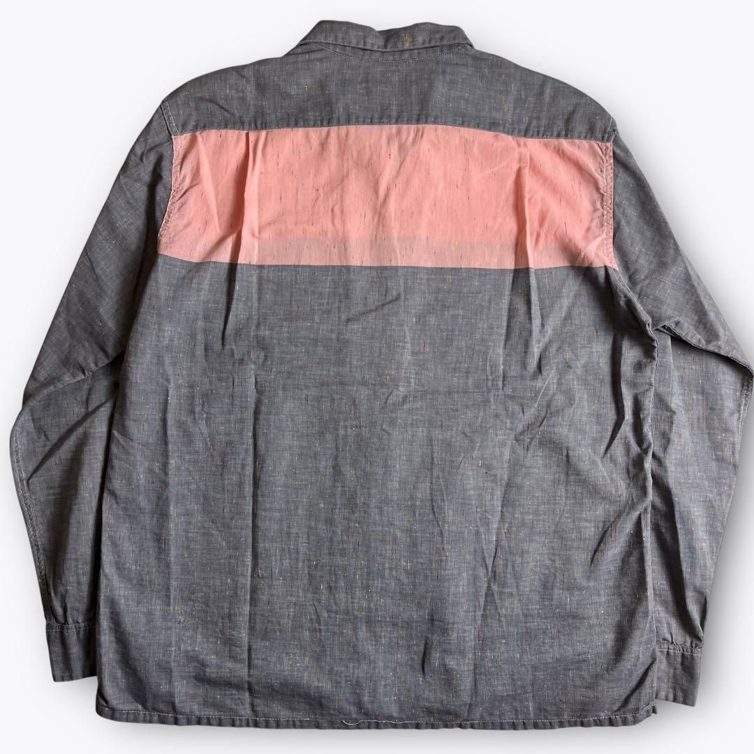 50s】RIGGS オープンカラーシャツ グレー×ピンク ネップ - メルカリ
