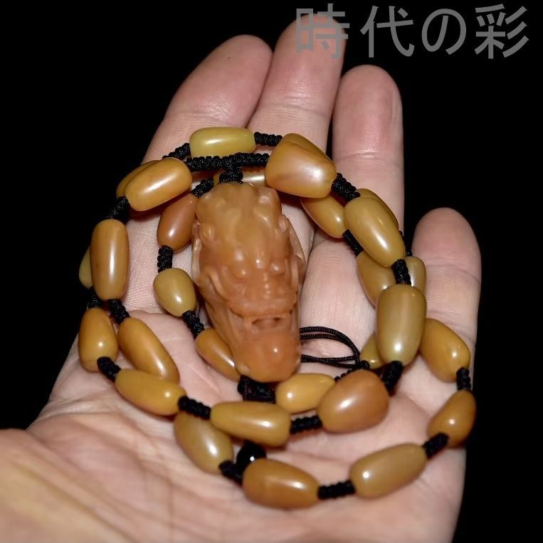 中国古美術 精品 寿山田黄石 ネックレス 原石雕刻 天然無裂 造形独特佩