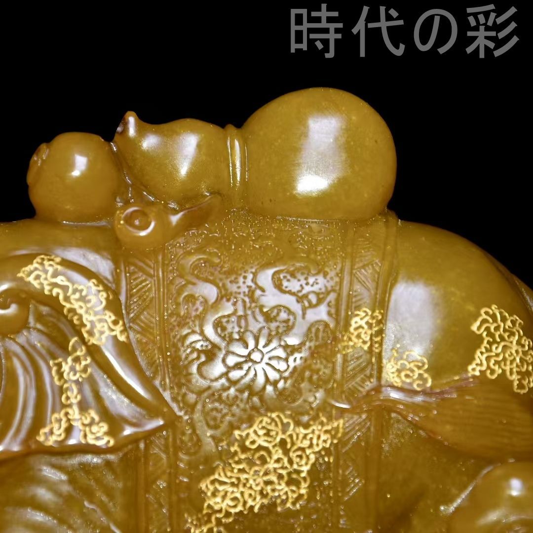 中国古美術 旧蔵珍品 寿山田黄石 彫刻擺件 篆刻家尚均 庚申年作 血絲紋