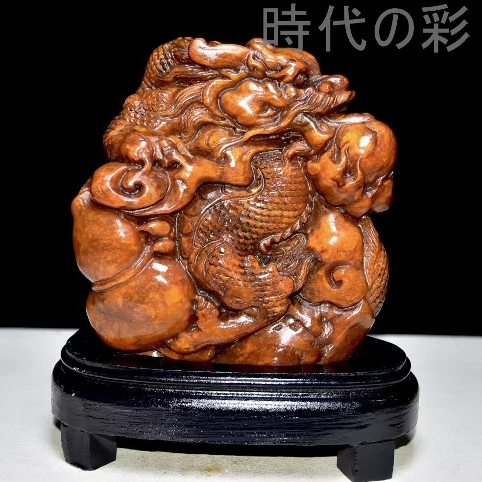 中国古美術 旧蔵珍品 寿山灯光凍田黄石 篆刻家呉昌碩 王申年作 血絲紋