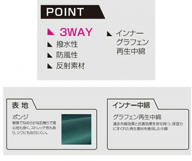 種類7：11 ネイビー/S クロダルマ 【54378】 3WAY防寒ジャケット
