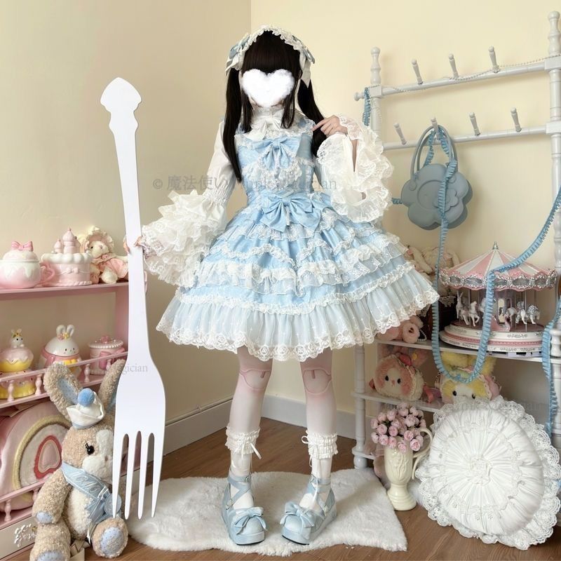 大人気！ ドレスです 愛恋序曲Lolita洋装 甘ロリスタイル jsk吊りスカート 姫系デザイン ピンク ホワイトブルーの3色展開 撮影会 イベント デイリースタイルに最適 高品質フェミニンコーデ CCLF1031001 全品大幅値下げ！
