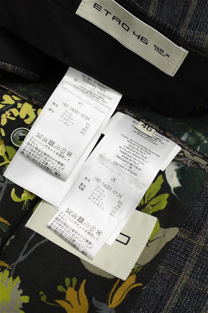 Q367/ETRO セットアップ スーツ ツイード チェック 46 グレー 春秋