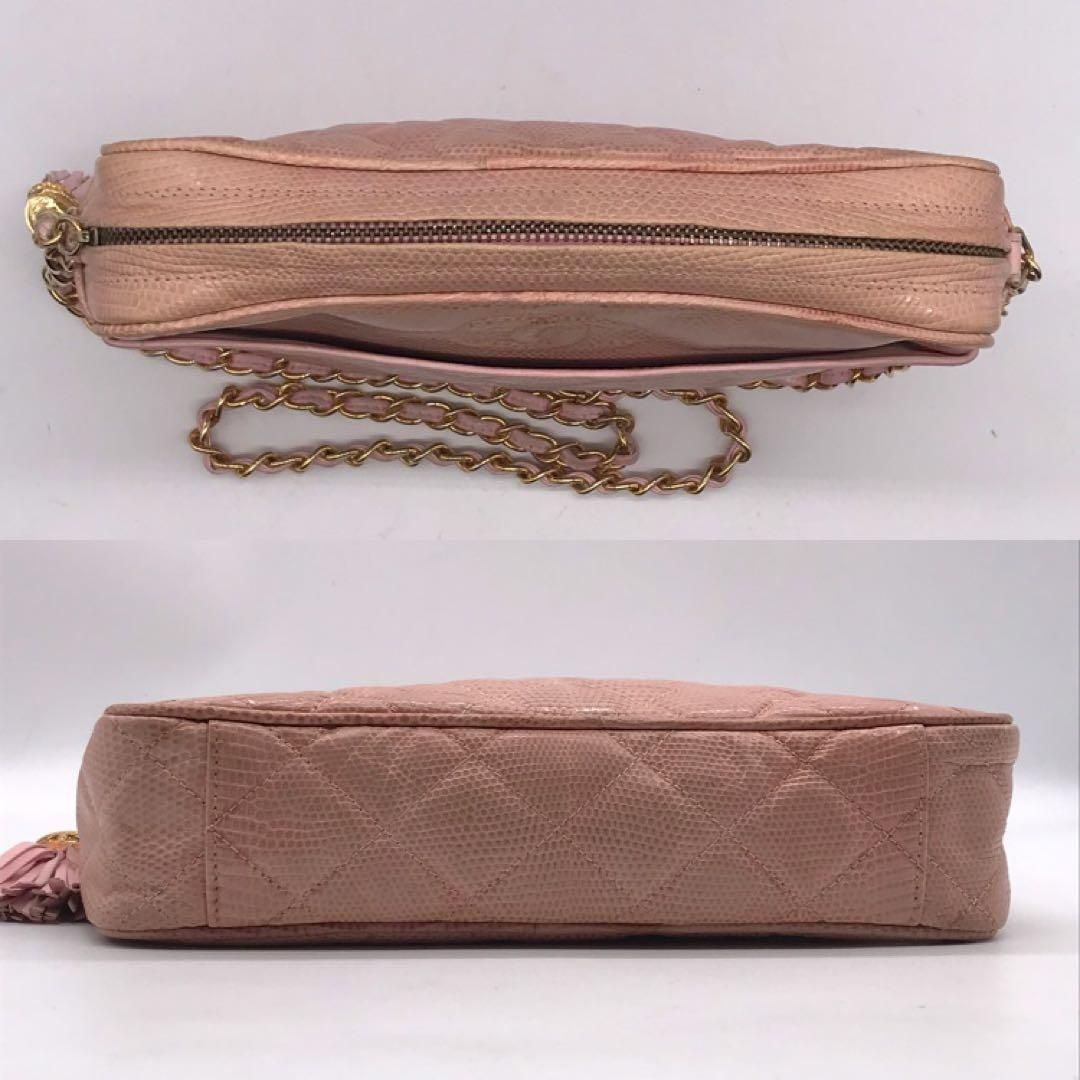 シャネル リザード マトラッセ フリンジ タッセル チェーン ショルダー