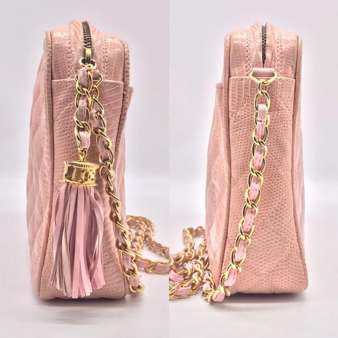 シャネル リザード マトラッセ フリンジ タッセル チェーン ショルダー