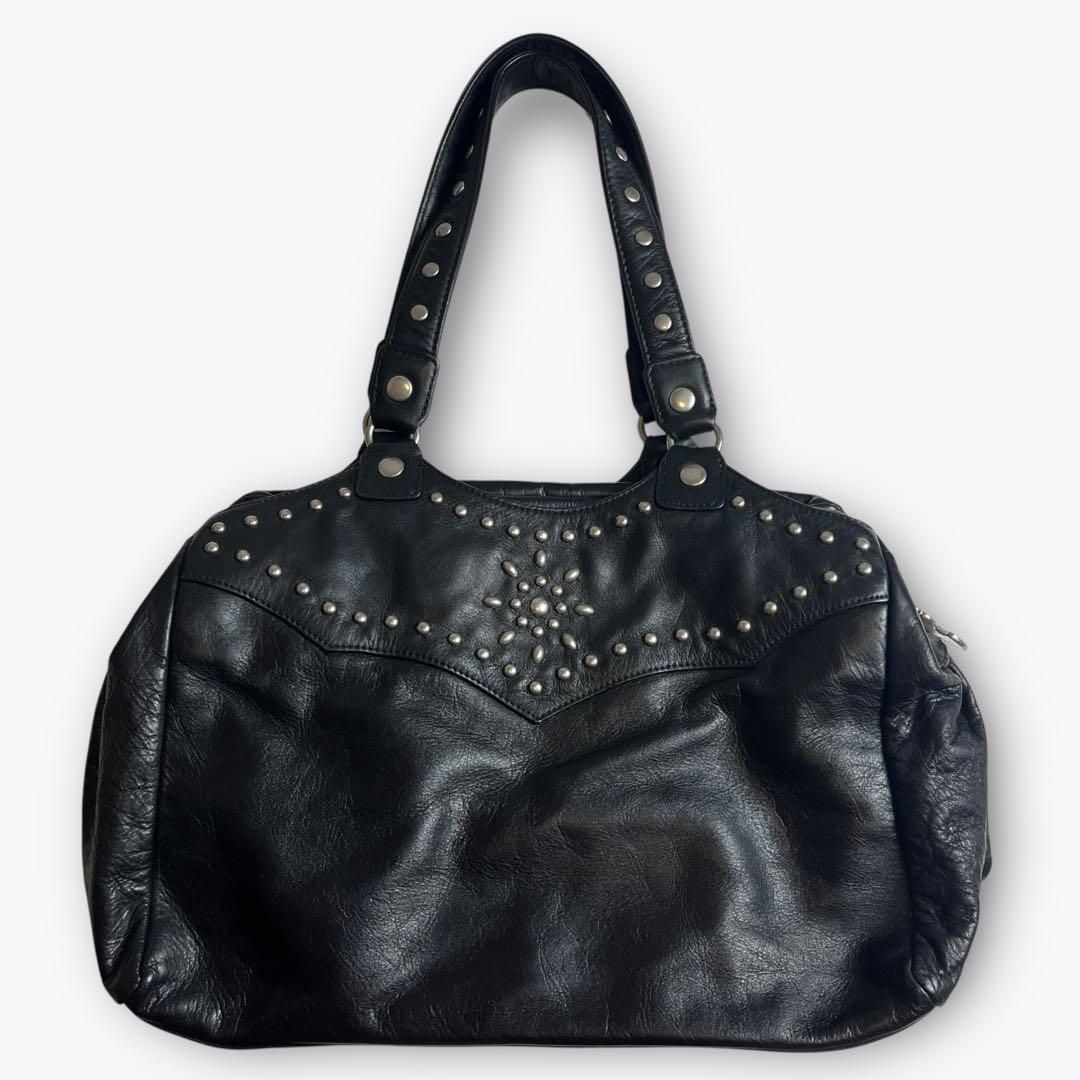 HYSTERIC GLAMOUR レザー ハンドバッグ スタッズ チャーム付き