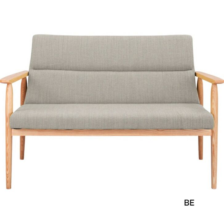 ダイニングチェア ソファ 2人掛け ダイニング ベンチ 背もたれ付き 椅子 イス おしゃれ 肘掛け付き アーム付き 固定脚 木製 天然木 北欧 ナチュラル ベージュ