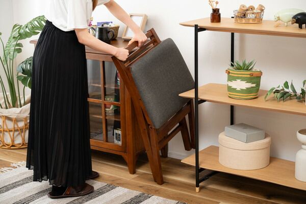 フォールディング チェア 椅子 イス 折りたたみチェア 折りたたみ椅子 フォールディングチェア フォールディング 折りたたみ 木製 天然木 コンパクト スリム ナチュラル 北欧 モダン ブラウン 茶色 グレー