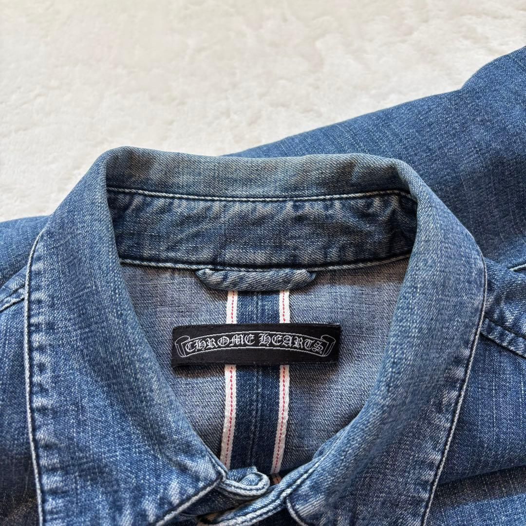 CHROME HEARTS クロムハーツ クロスパッチ ラムレザー デニムシャツ