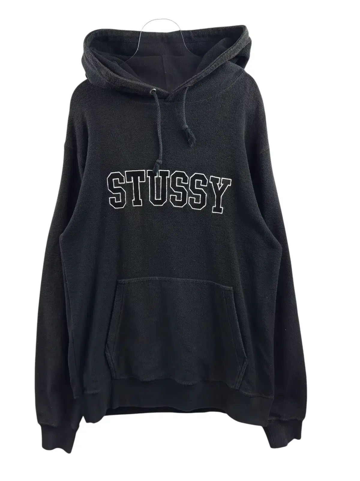 STUSSY APPLIQUE BLACK WHOODIE 1221