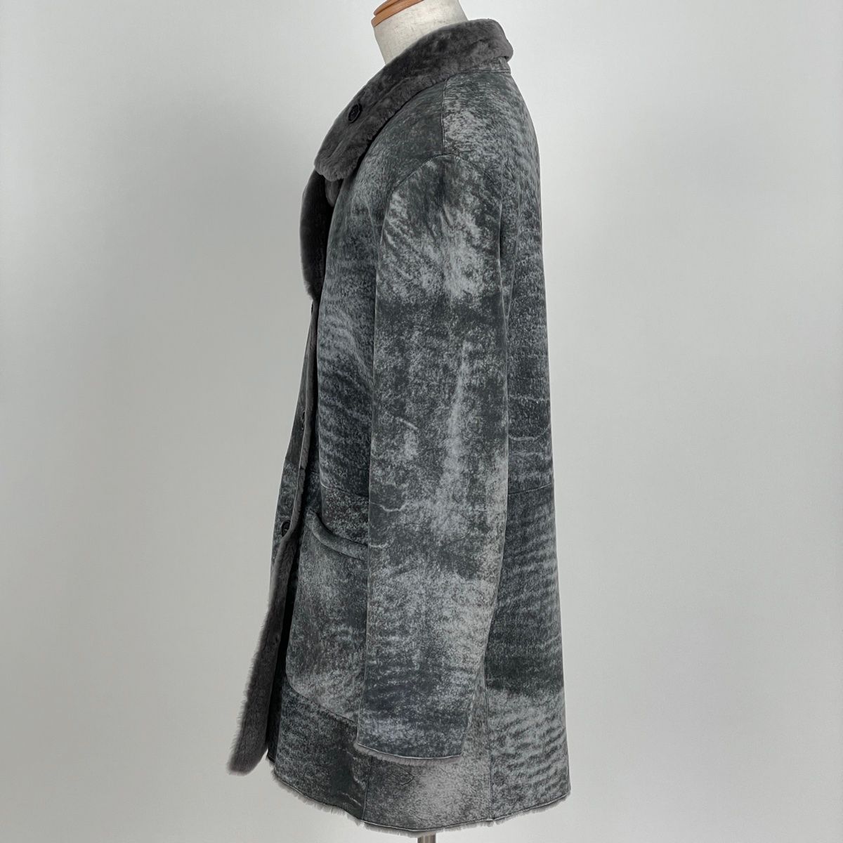 アルマーニ ARMANI ムートン ロング コート リバーシブル 防寒 アウター その他コート ムートン グレー メンズ