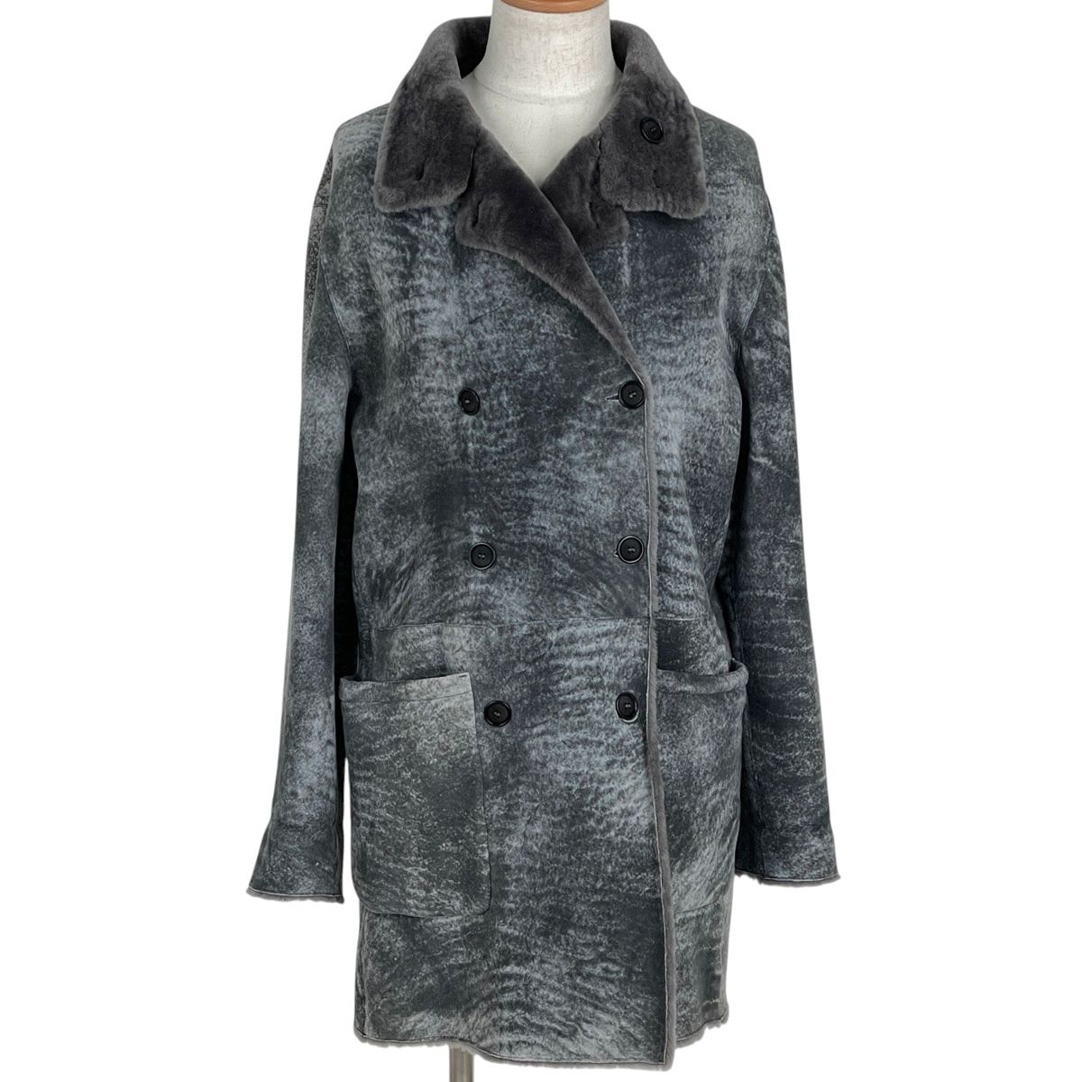 アルマーニ ARMANI ムートン ロング コート リバーシブル 防寒 アウター その他コート ムートン グレー メンズ