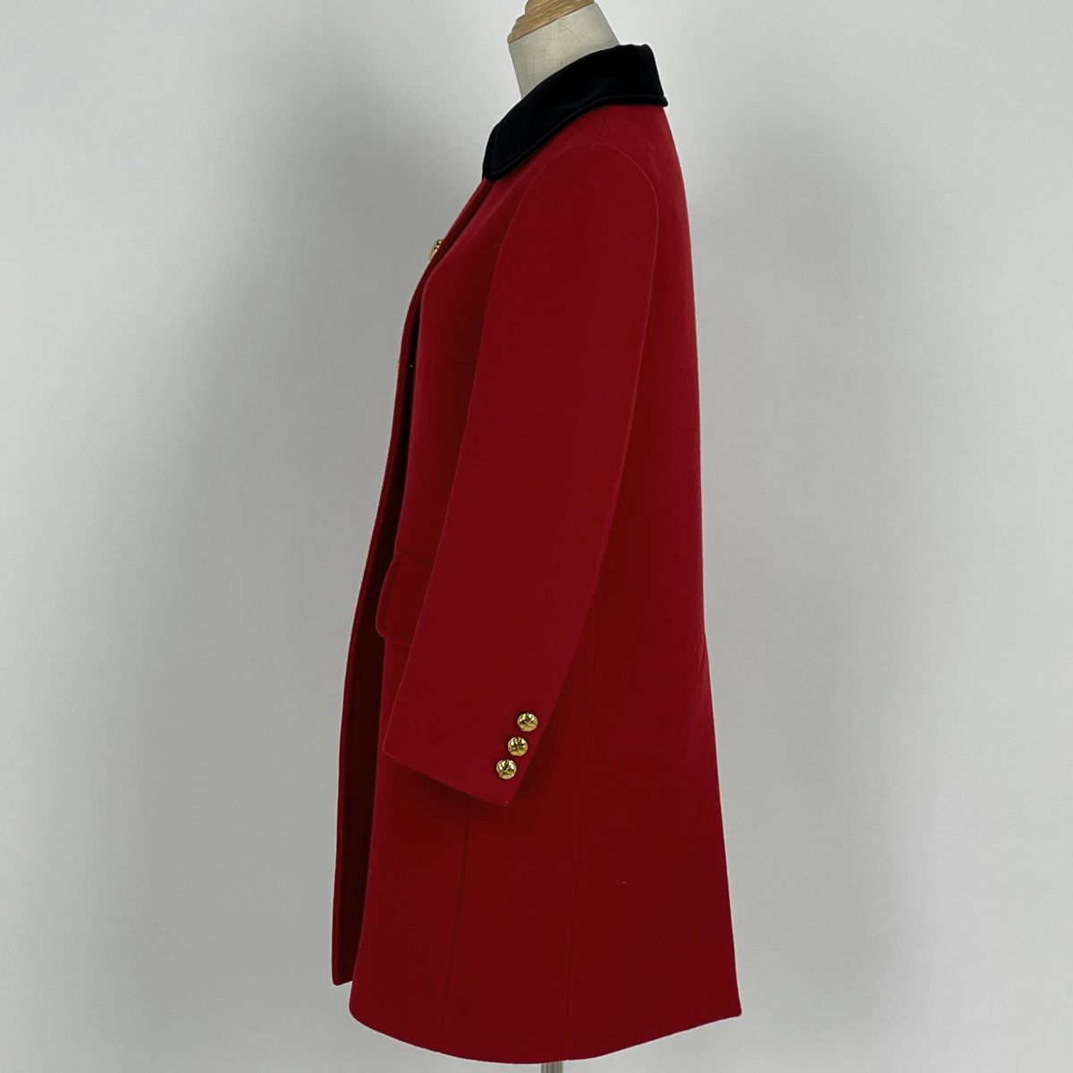 ミュウ ミュウ Miu Miu ウール コート MS1247 金ボタン アウター その他コート レッド ブラック レディース