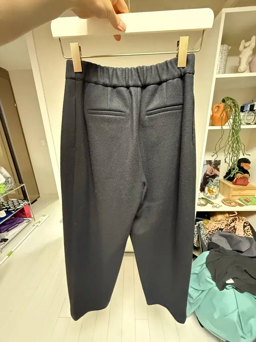 AMOMENTO ウールブレンド ワイドトラウザー L グレー AMOMENTO ウール トラウザー AMOMENTO ウールブレンド ワイド