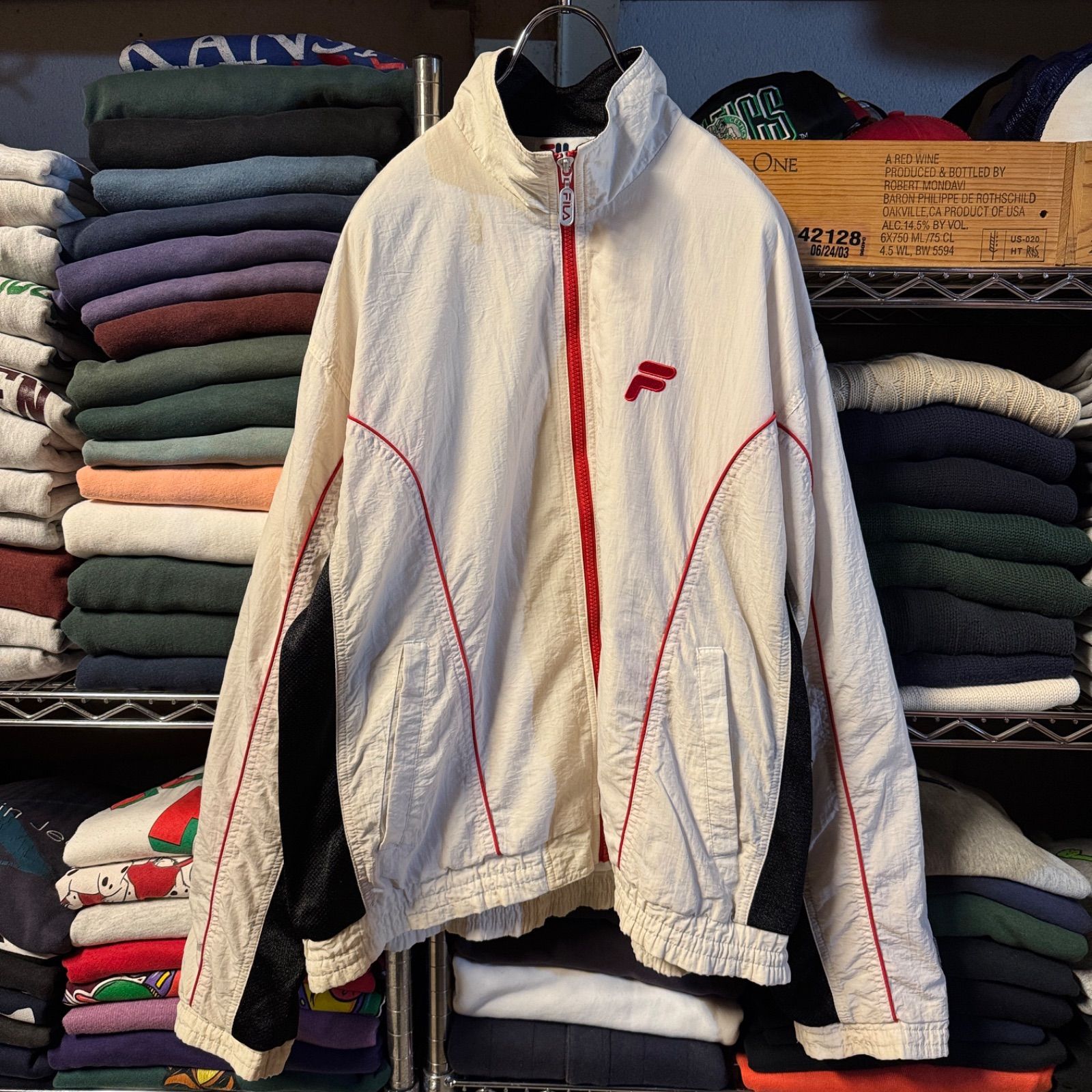 あいみょん好きに 90s FILA フィラ ナイロンジャケット 刺繍ロゴ ワン 