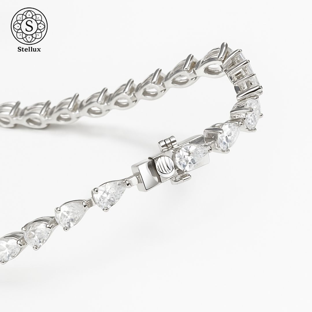 新型テニスチェーン】モアサナイト ブレスレット 涙型カット S925