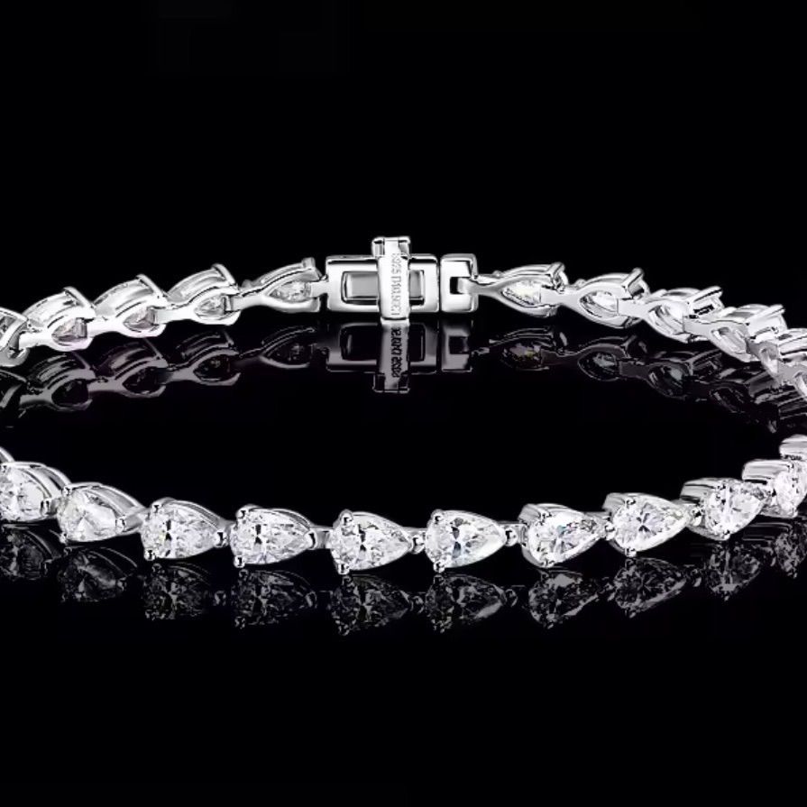 新型テニスチェーン】モアサナイト ブレスレット 涙型カット S925