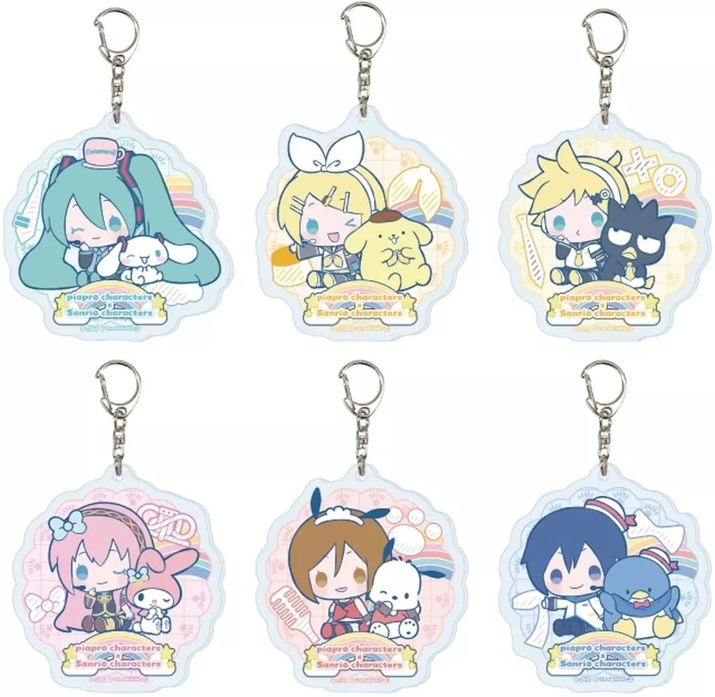 【新品】キーホルダー 【BOX】ピアプロキャラクターズ&times;サンリオキャラクターズ ホログラムアクリルキーホルダー 01.コラボイラスト