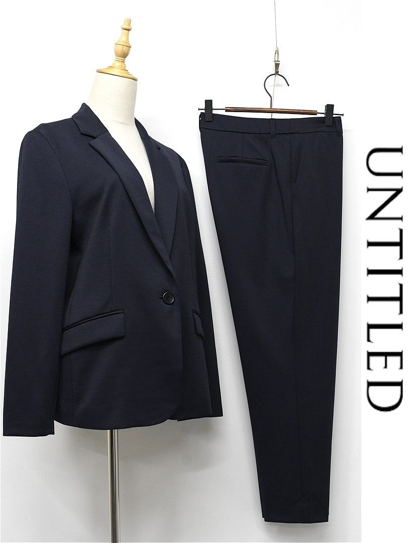 U373 UNTITLED セットアップ パンツスーツ 2L 紺 春秋