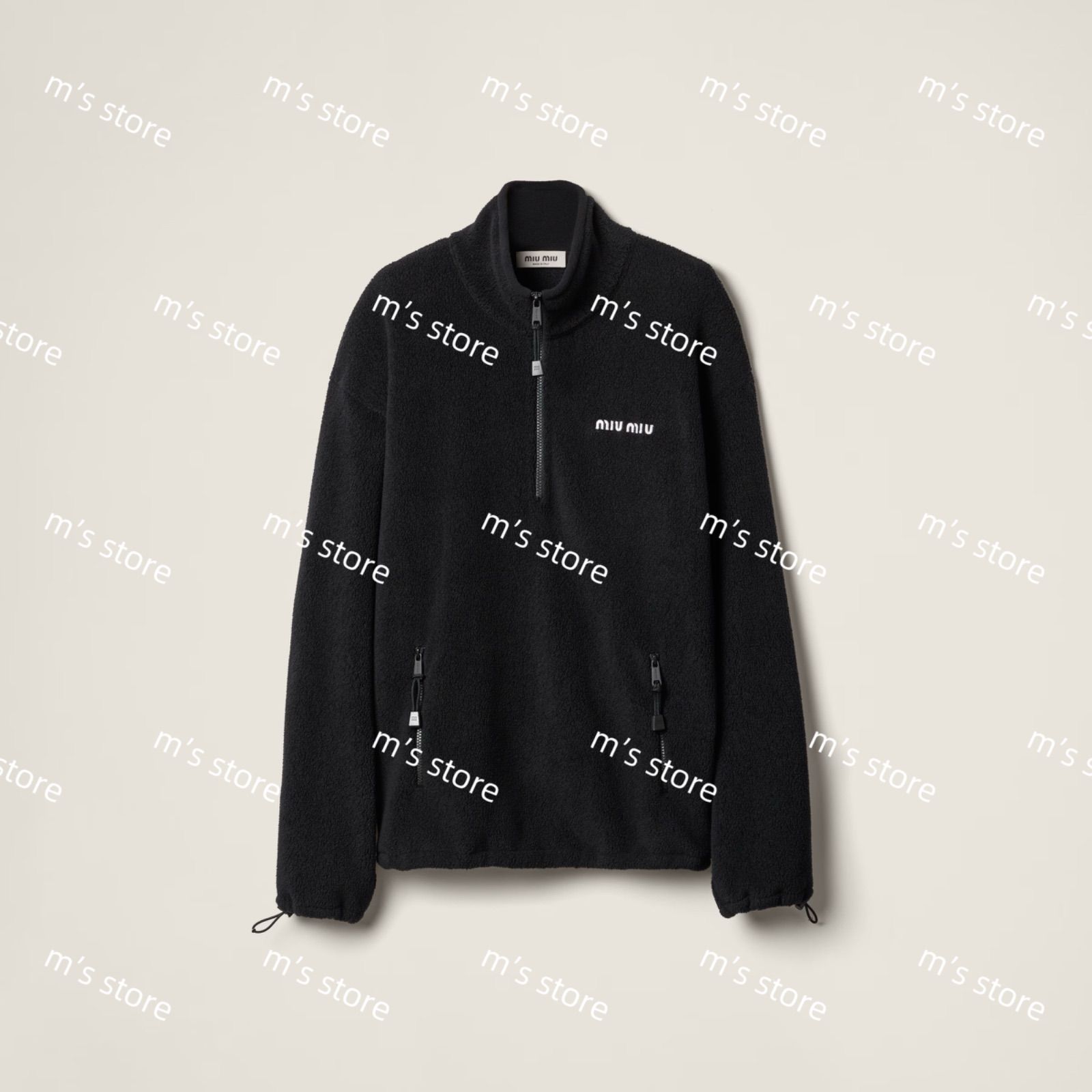 24AW MIU MIU ブラック フリーススウェットシャツ 24AW MIU MIU ブラック フリーススウェットシャツ Miu Miu フリース