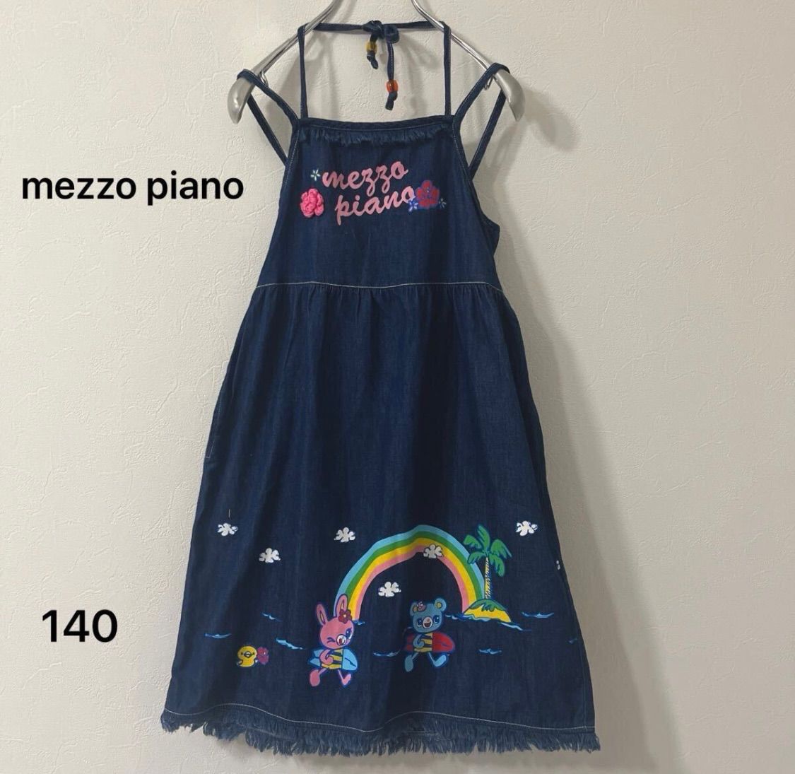 mezzo piano レトロ メゾピアノ デニムワンピース サロペット キャミ 