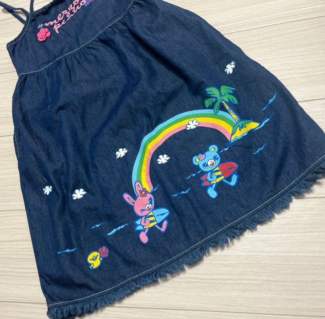 mezzo piano レトロ メゾピアノ デニムワンピース サロペット キャミ