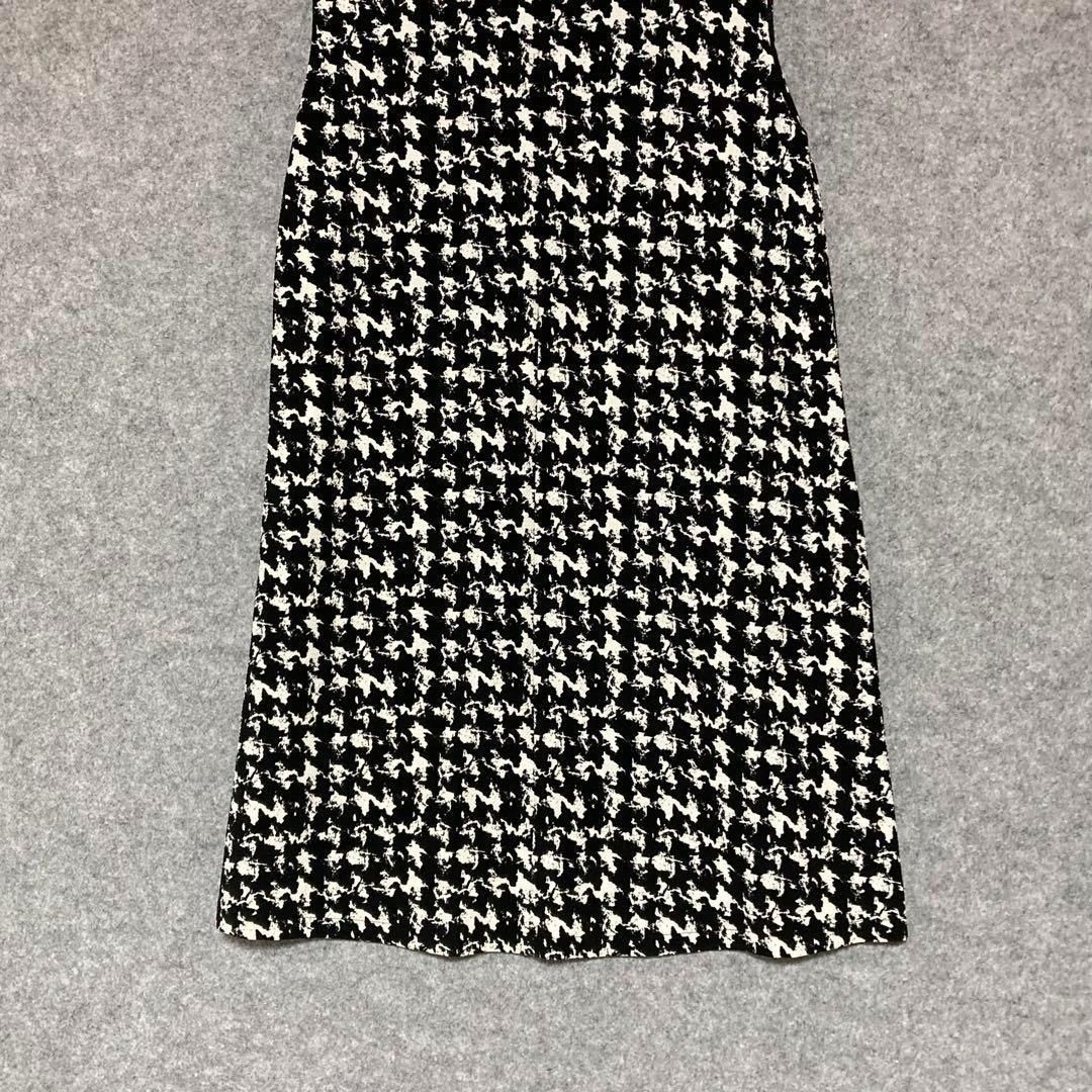 OttoCollection ノースリーブひざ丈ワンピース 黒と白のパターン XL