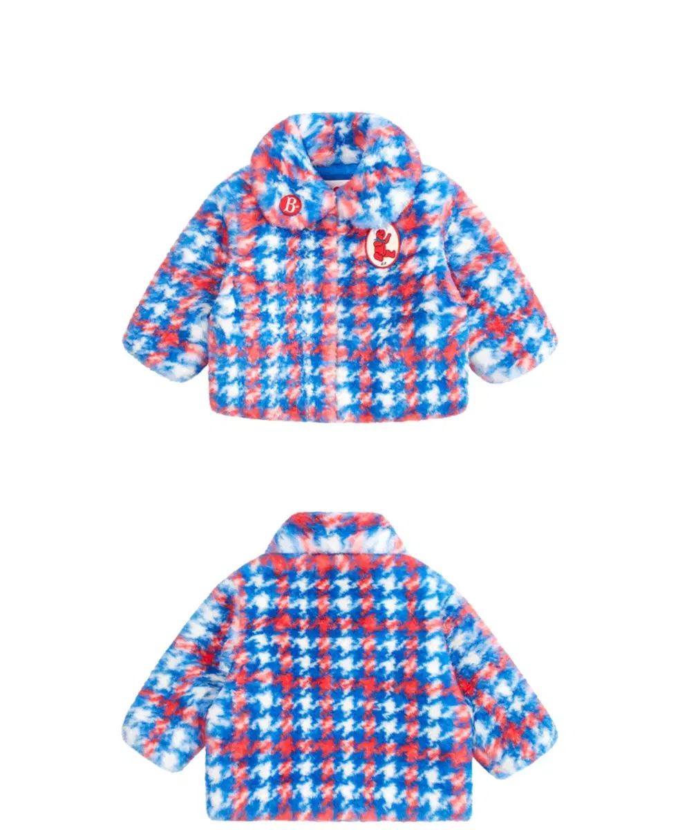 ベベデピノ ハウンドトゥース チェック エコ ファー ジャケット 100 110