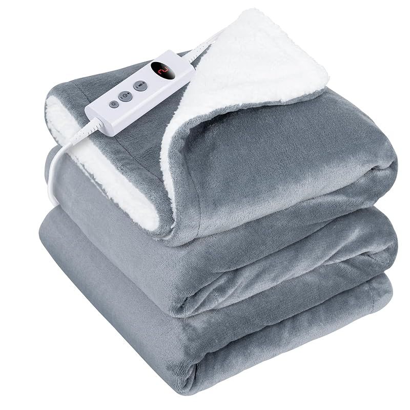 電気毛布 敷き 掛け 電気膝掛け 電気ブランケット 【200×140cm大きめ&掛け敷き兼用】 ダブルサイズ 大きい 厚手 暖かい 洗える 省エネ 節電 速暖 10段階温度調節 9段階タイマー 操作簡単 両面ふわふわ 保温性 切り忘れ防止 ダニ退治 防臭抗 1