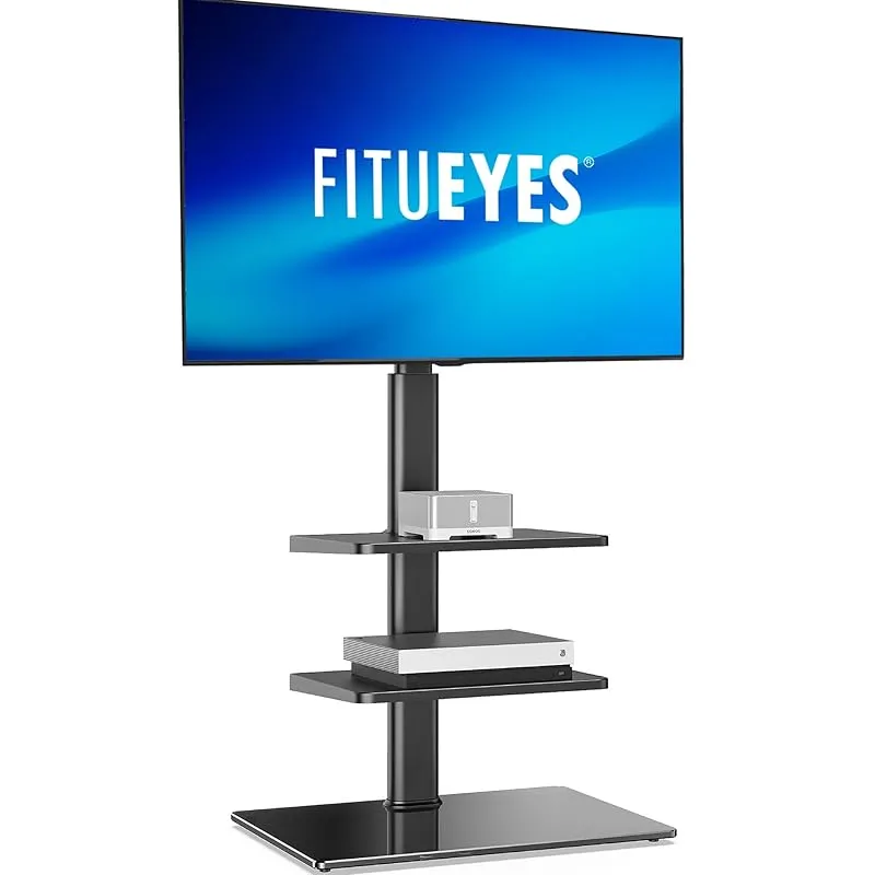 リビング収納 FITUEYES テレビスタンド 32～60インチ対応 2枚棚付き 壁寄せテレビスタンド 高さ調節可能 ラック回転可能 ブラック 0