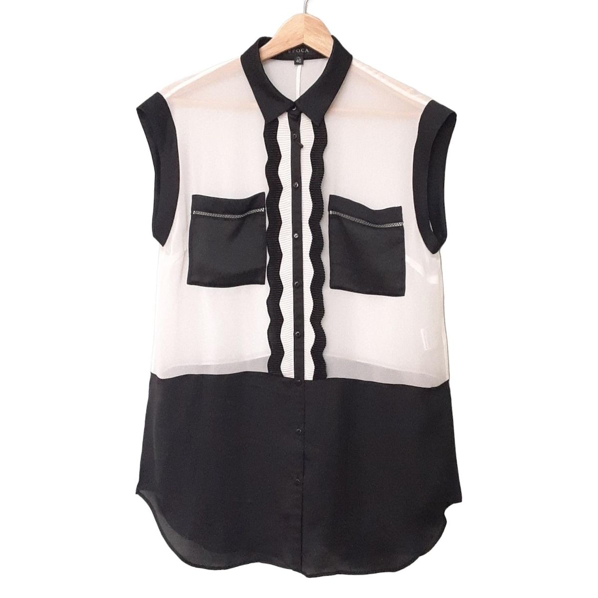 エポカ 半袖シャツブラウス サイズ40 M - シアークロス フリルブラウス