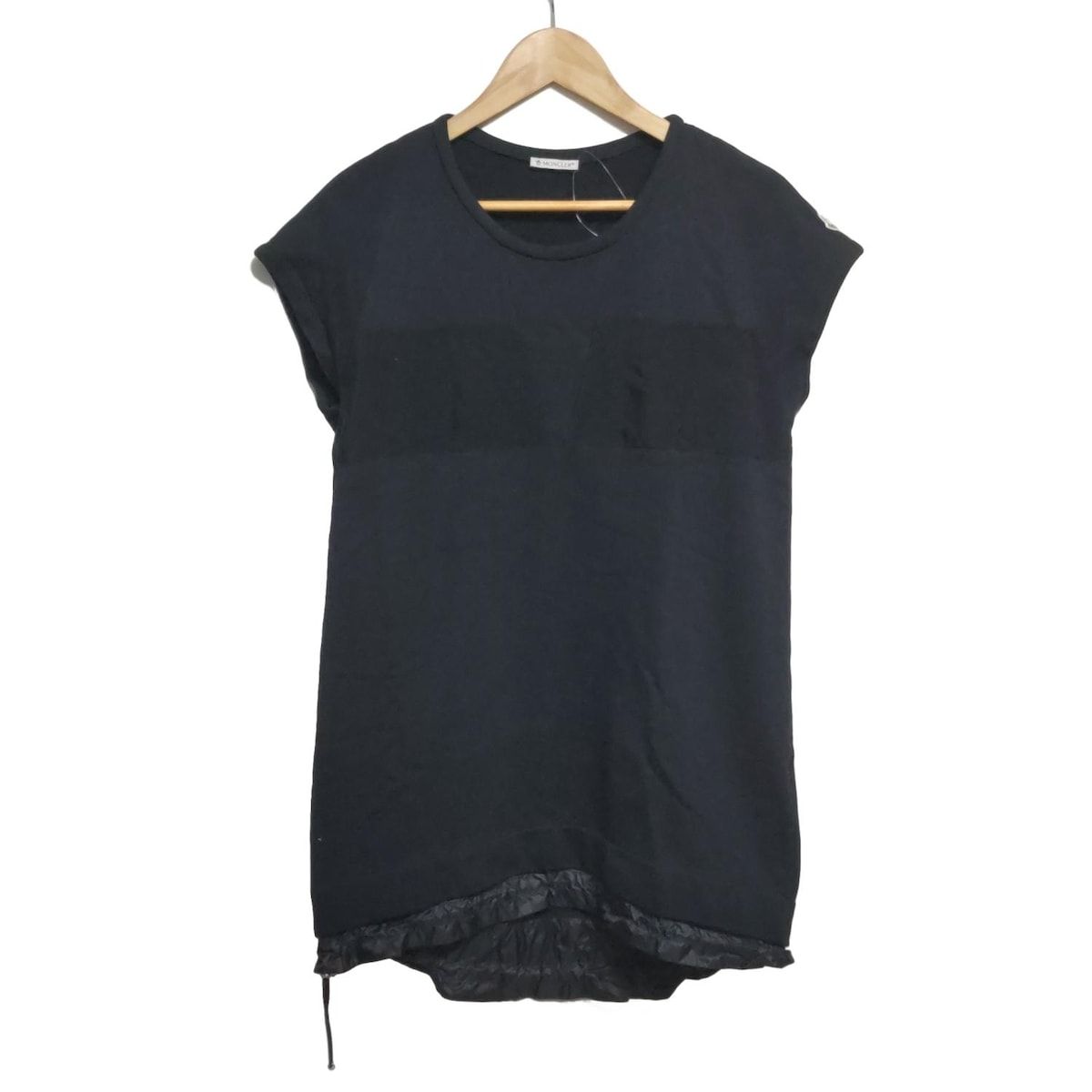 MONCLER モンクレール チュニック サイズS レディース ABITO MANICHE CORTE ダークネイビー クルーネック 半袖 異素材切替