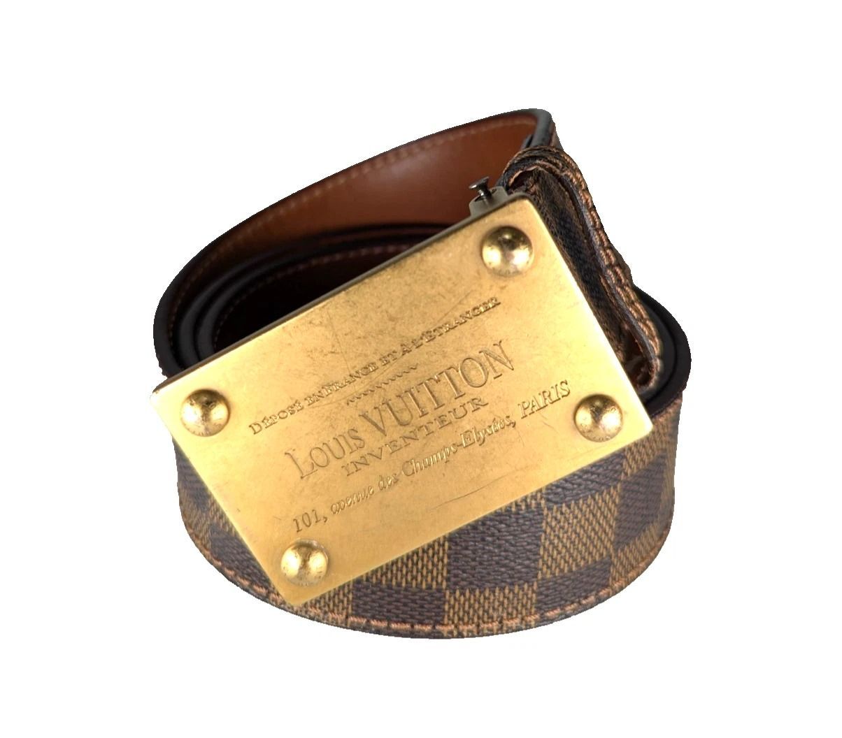 本物 ルイ ヴィトン ベルト サンチュール アンヴァントゥール ダミエ M6810 LOUIS VUITTON メンズ ファッション小物 レザー