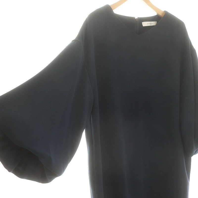 極美品 アドーア ソフトジョーゼットバルーンスリーブワンピース ネイビー 楽天市場】◇ソフトジョーゼットワンピース ADORE アドーア