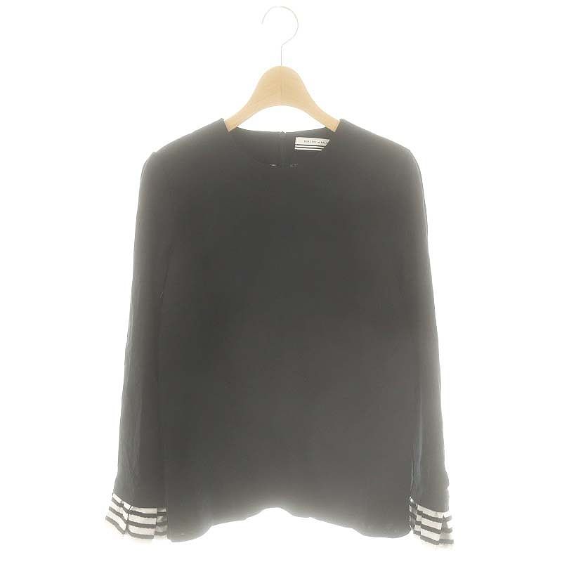 ボーダーズアットバルコニーRUFFLED CUFF TEE ブラック ボーダーズアットバルコニー RUFFLED CUFF TEE BORDERS at BALCONY