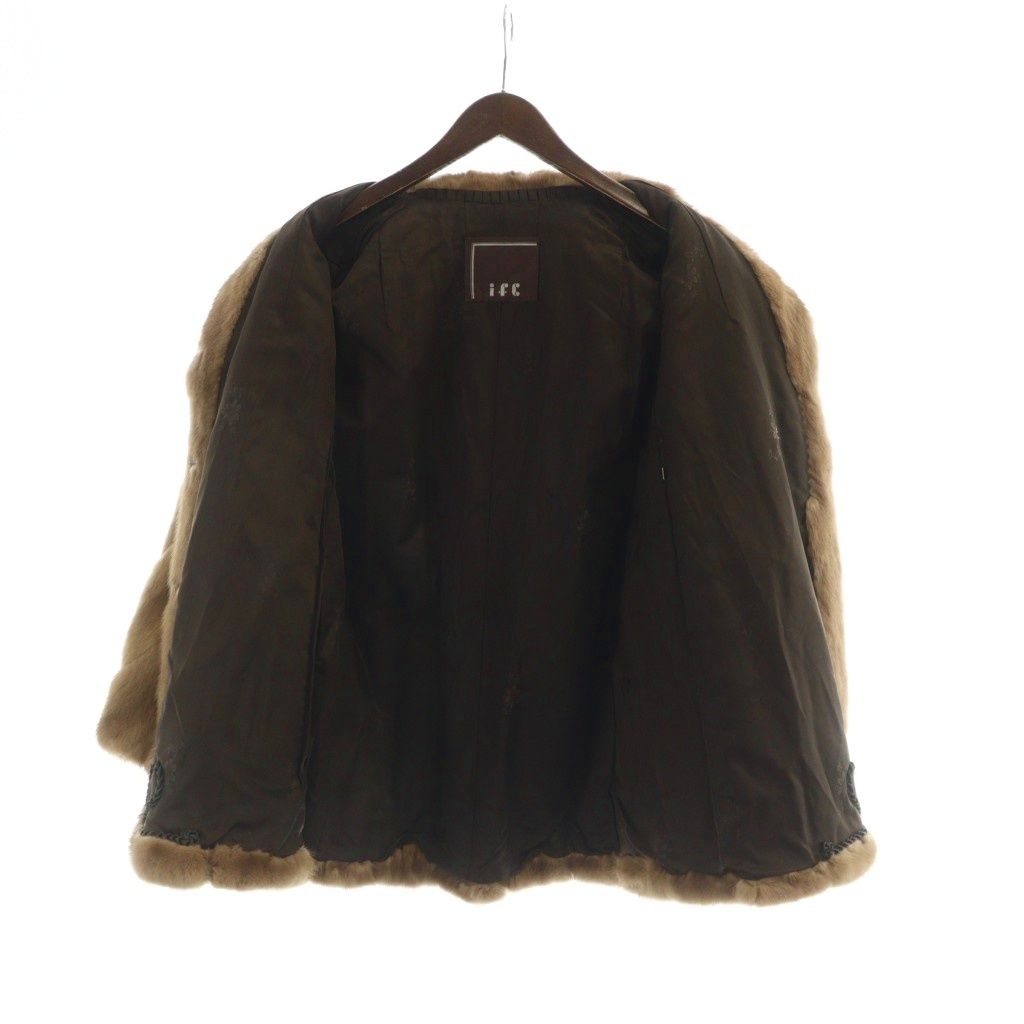 カラークロスミンク 染め セミロング コート グリーン Fサイズ