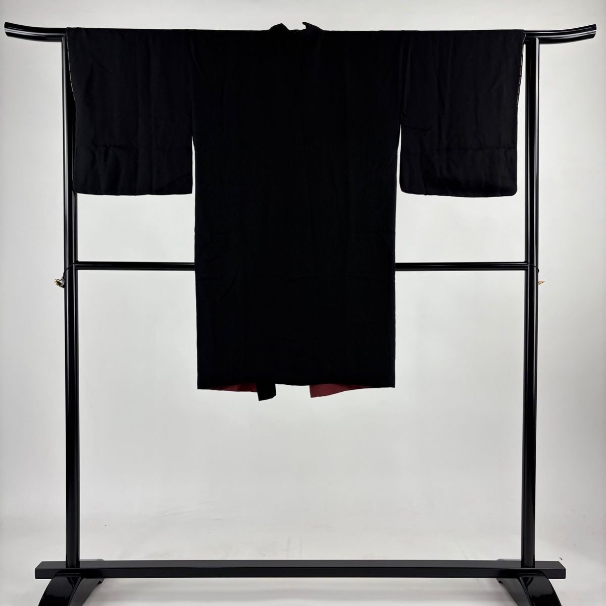 道中着 身丈99.5cm 裄丈65cm M 和装コート 着物衿 地紋 黒 正絹 秀品