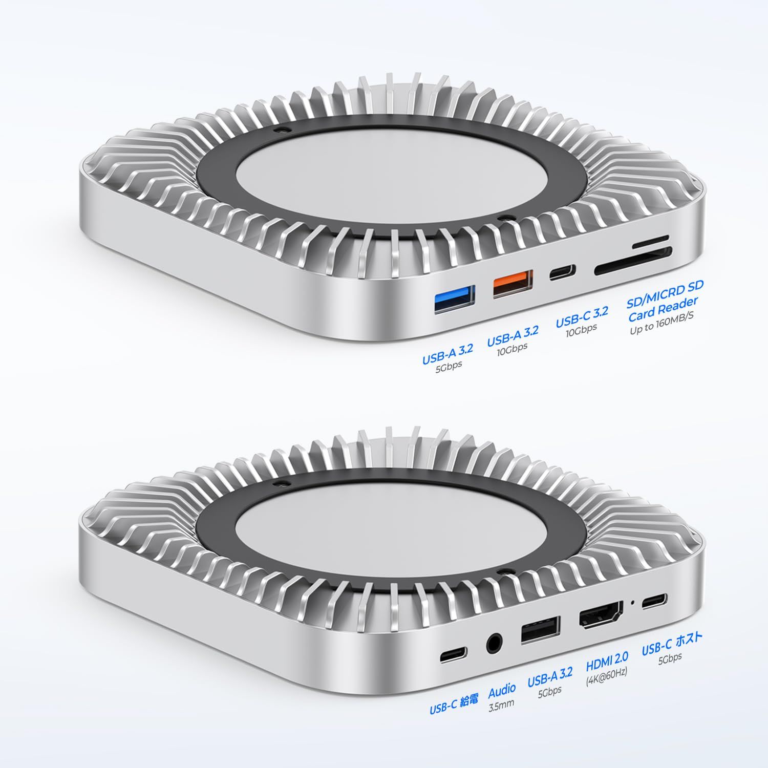 Mac Mini M4 対応ハブ RayCue USB-Cハブ 10-in-1 -NVMe SSD拡張機能搭載 HDMI 4K 60Hz USB-Cデータポート Micro SDカードスロット USB-A 10 5Gbps ヘッドホンジャックポート 2