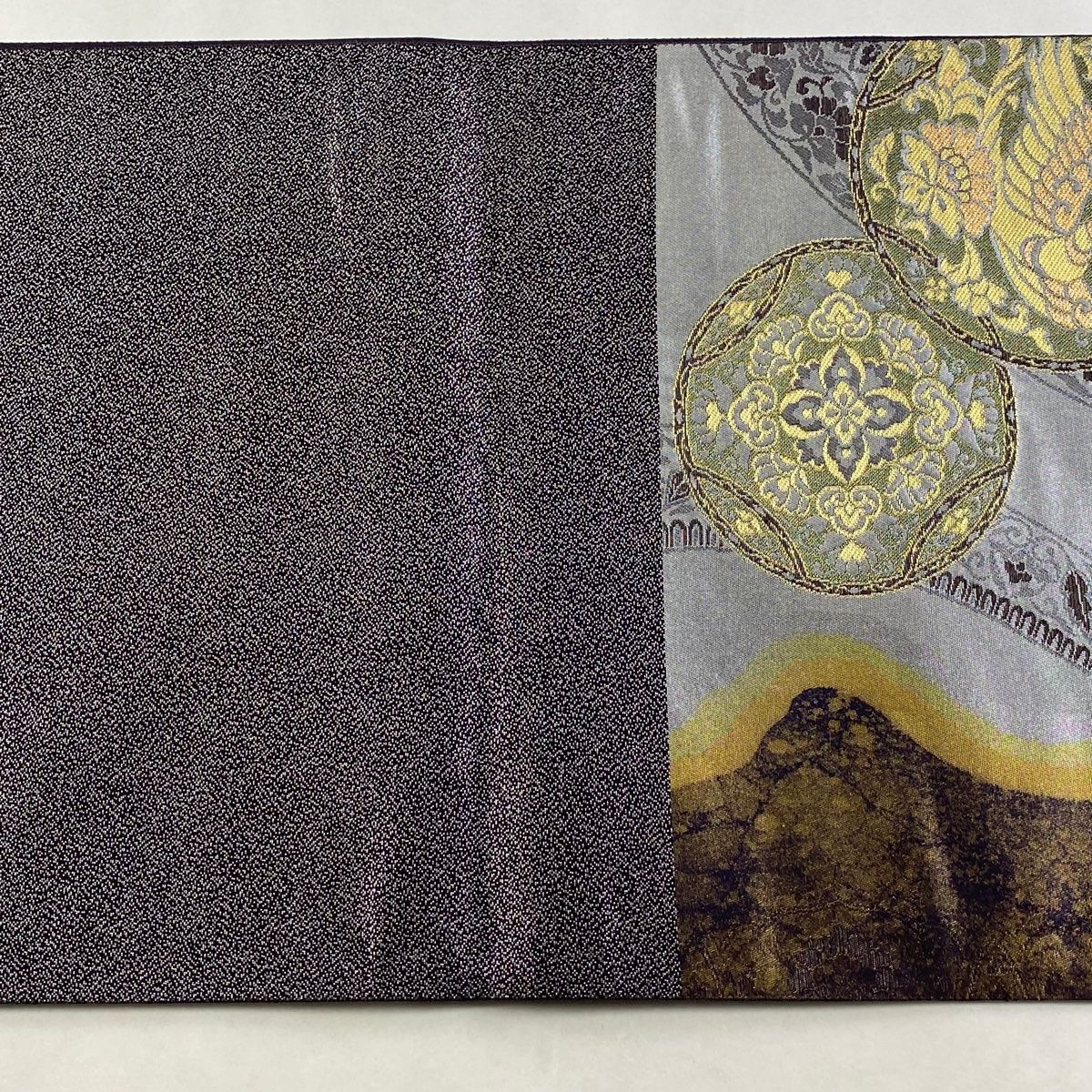 袋帯 美品 秀品 花鳥 月 金糸 赤紫 六通 正絹 【中古】 袋帯 美