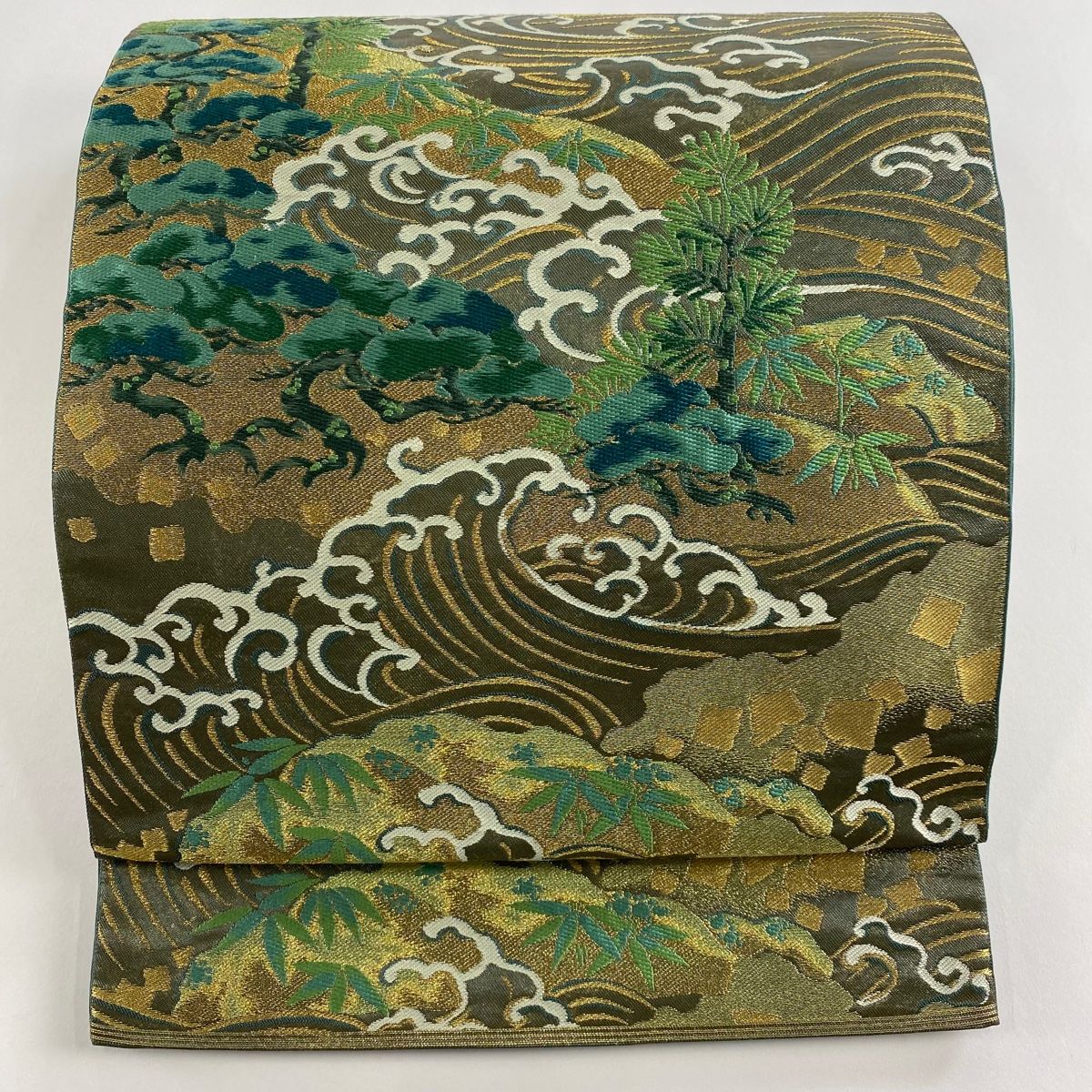 サービスセット しつけ糸つき紺の古典柄正絹振袖 全て揃ったフルセット