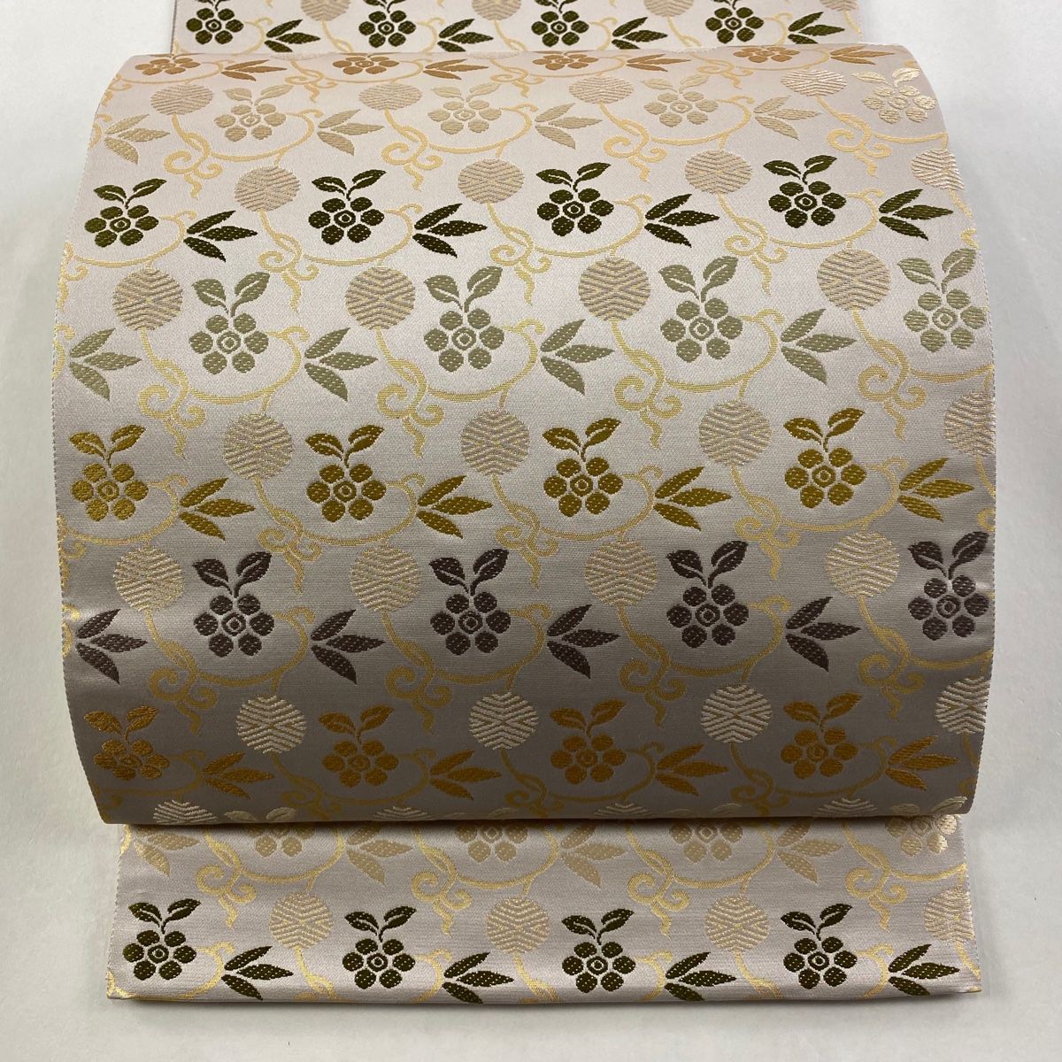 袋帯 箔屋清兵衛 落款 西陣織 笹蔓 箔 刺繍 薄小豆 六通 正絹