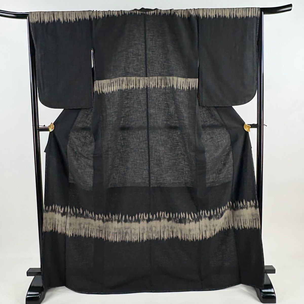 訪問着 身丈169.5cm 裄丈67cm M 袷 紫藤尚世 落款 幾何学模様 墨色 正絹